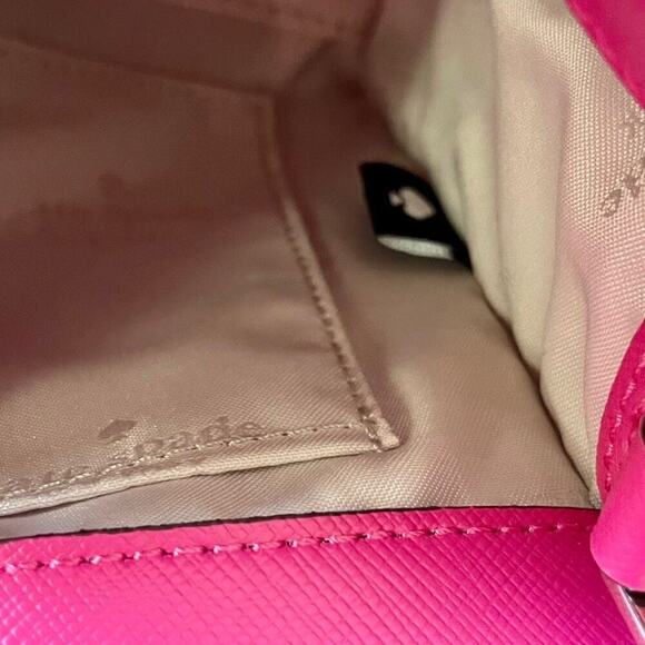 KATE SPADE CROSSBODY SHOULDER BAG LEATHER HOT PINK GOLDEN ACCENTS SOPHISTICATED - Picture 6 of 11